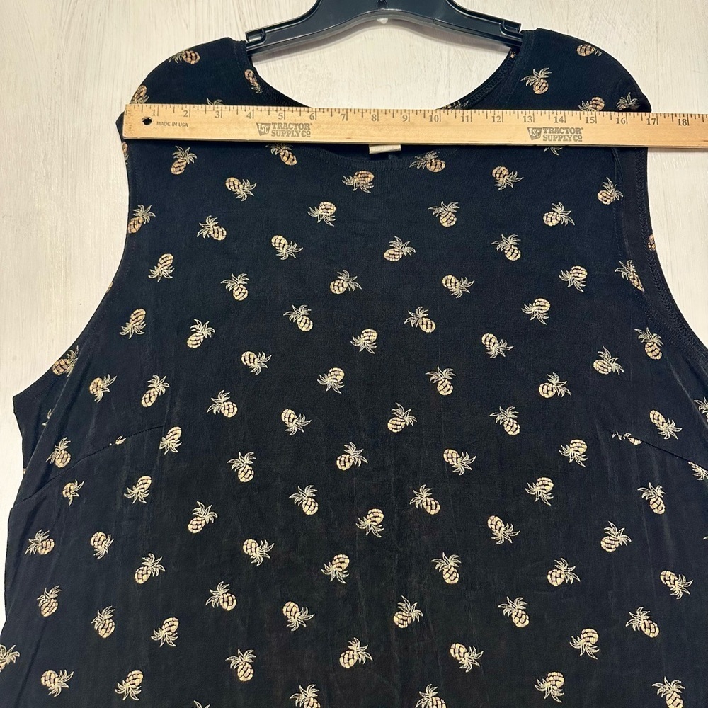 Ronni Nicole II Black Maxi Dress Pineapple Print Sleeveless Stretch 2X USA - Picture 2 of 9